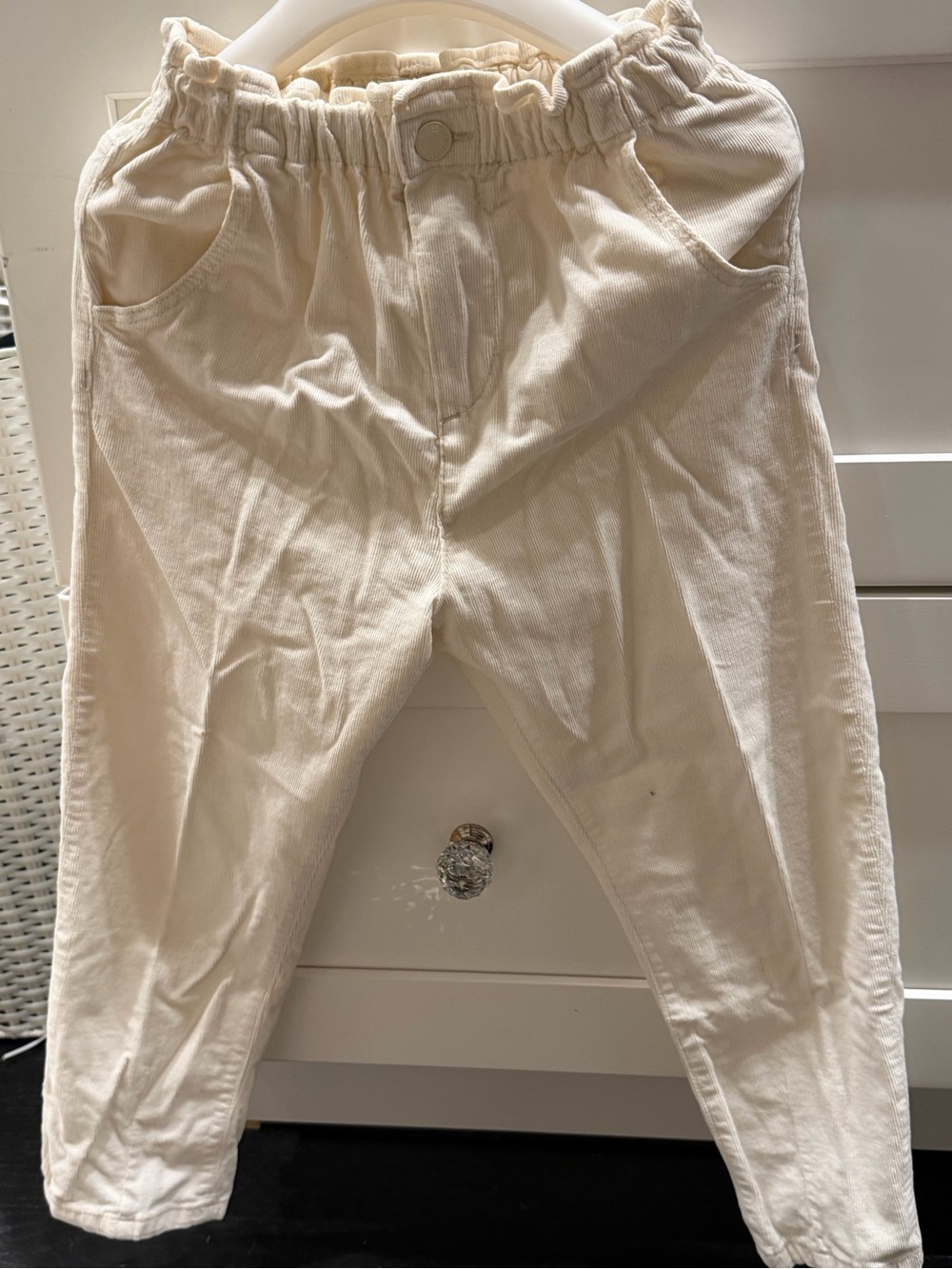 Zara Cream Corduroy Elastic-Waist Kids Casual Pants